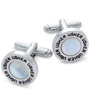 Men's Silver-Tone Mother-of-Pearl Usher Cufflinks