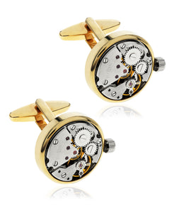 Men's Clock Gears Gold-Tone Cufflinks
