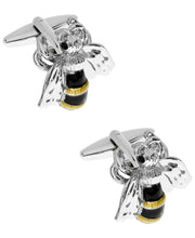 Load image into Gallery viewer, Sutton Silver-Tone Honey Bee Cufflinks