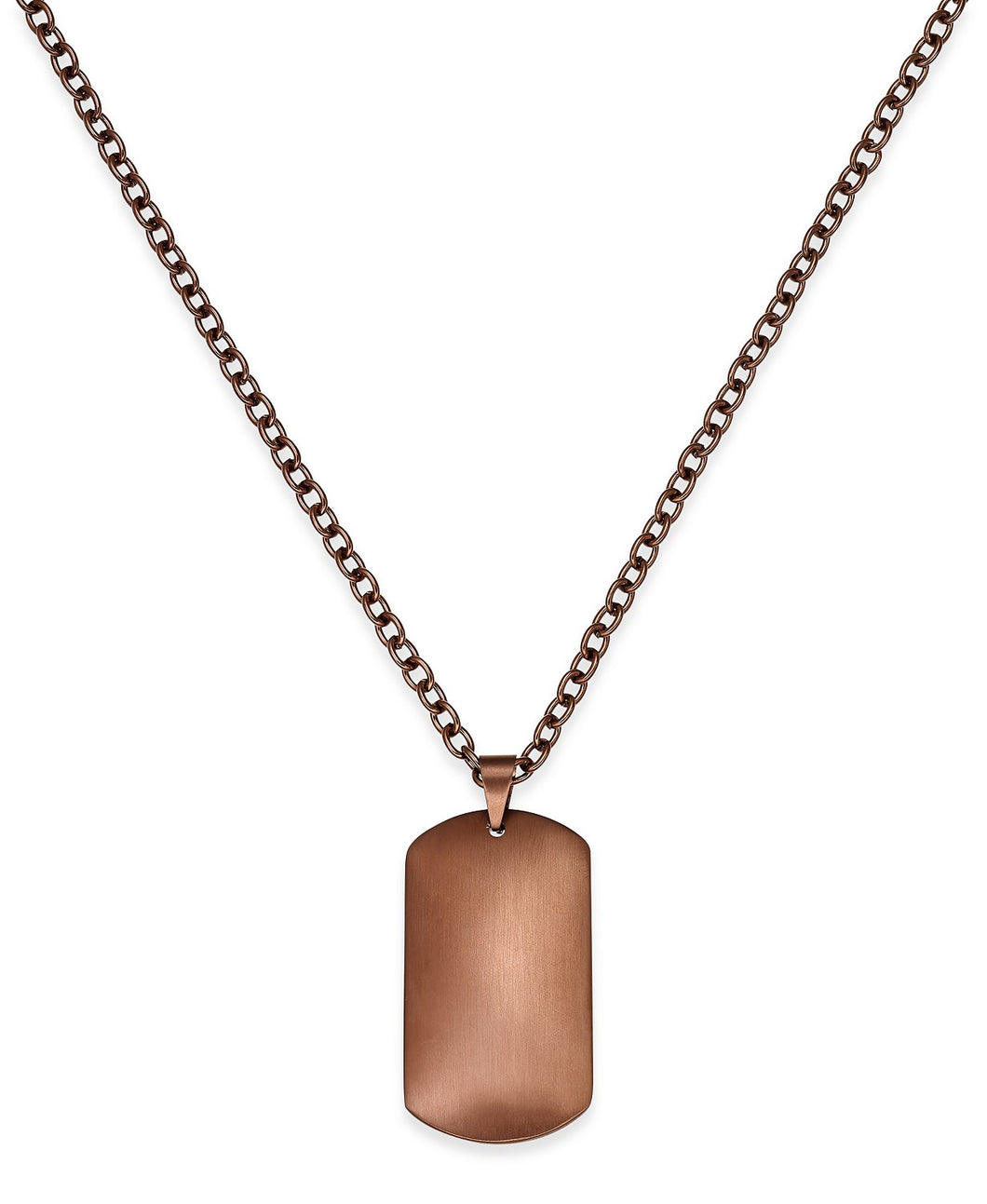 Men's Copper-Tone Stainless Steel Dog Tag Pendant Necklace