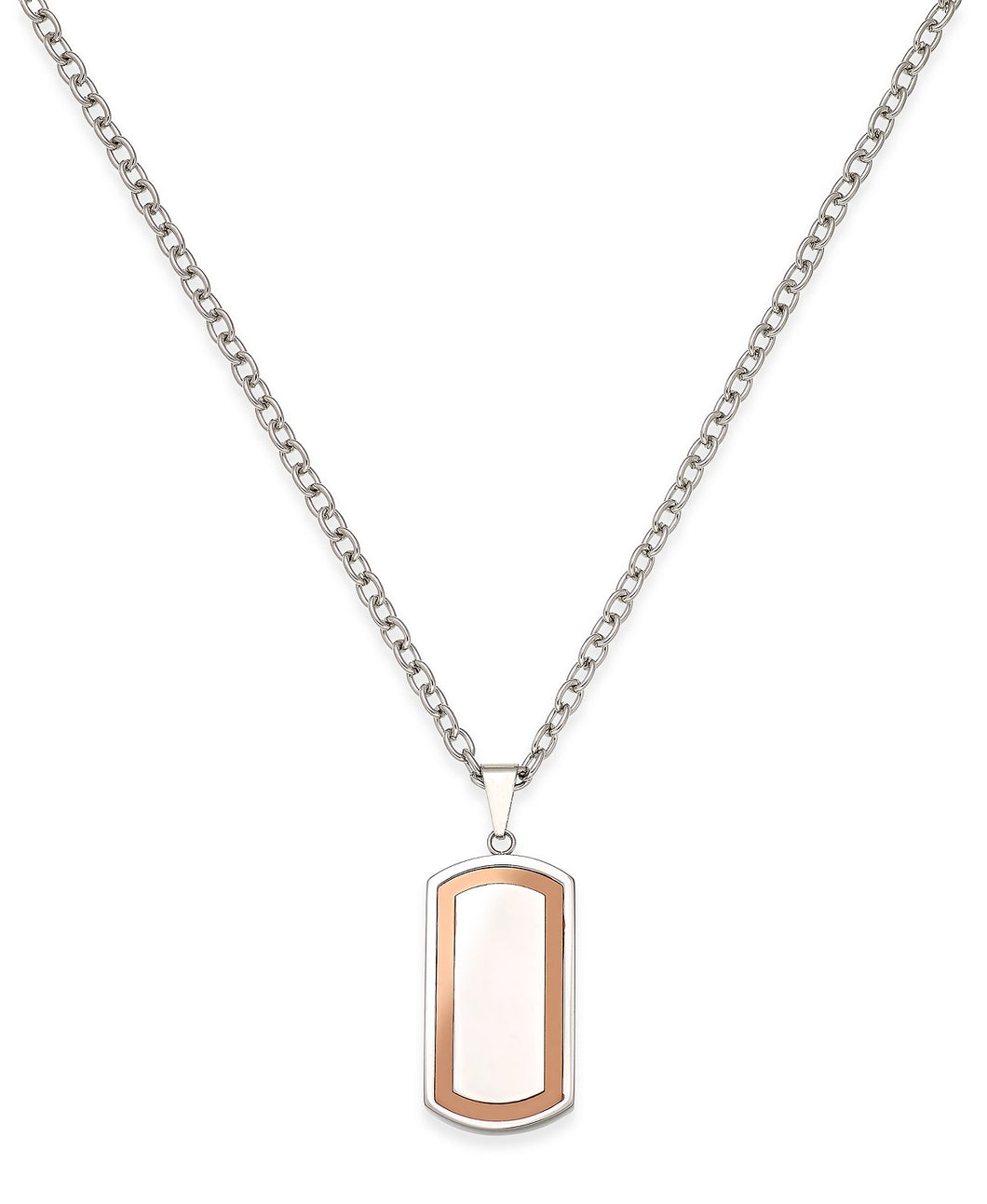 Men's Two-Tone Dog Tag Pendant Necklace