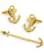 Load image into Gallery viewer, Sutton Ship Anchor Cufflinks and Tie Clip Set
