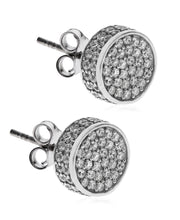 Load image into Gallery viewer, Men&#39;s Sterling Silver Crystal CZ Round Stud Earrings