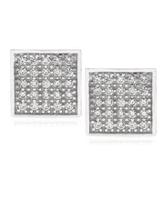 Load image into Gallery viewer, Men&#39;s Sterling Silver Crystal CZ Square Stud Earrings