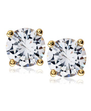 Load image into Gallery viewer, Men&#39;s Gold-Tone Stainless Steel Cubic Zirconia Stud Earrings