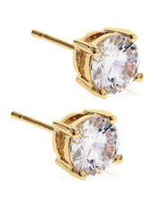 Load image into Gallery viewer, Men&#39;s Gold-Tone Stainless Steel Cubic Zirconia Stud Earrings