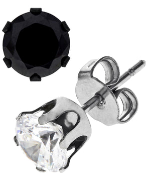 Sutton Stainless Steel Two-Tone Cubic Zirconia Stud Earrings