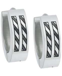 Sutton Stainless Steel Etched Stripes Huggie Earring Set