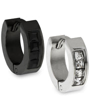 Load image into Gallery viewer, Sutton Stainless Steel Two-Tone CZ Huggie Earring Set