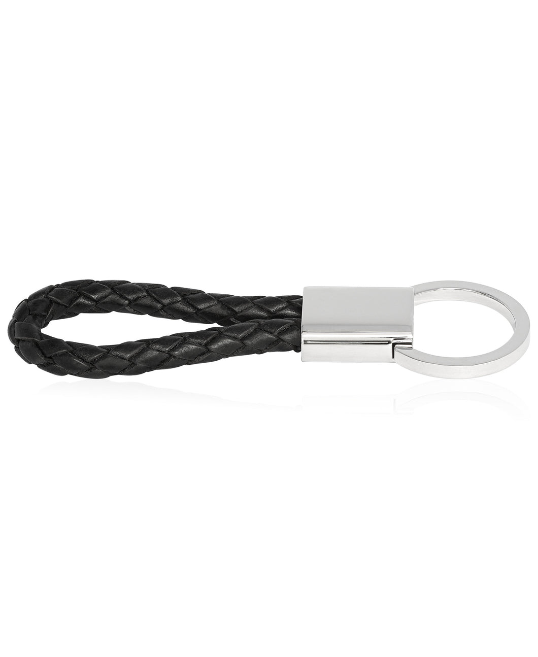 Sutton Stainless Steel Braided Leather Key Ring