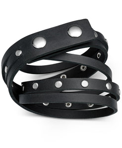 Men's Stainless Steel Leather Wrap Bracelet