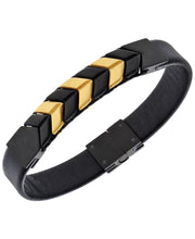 Load image into Gallery viewer, Sutton Stainless Steel and Leather Two-Tone Chevron Bracelet