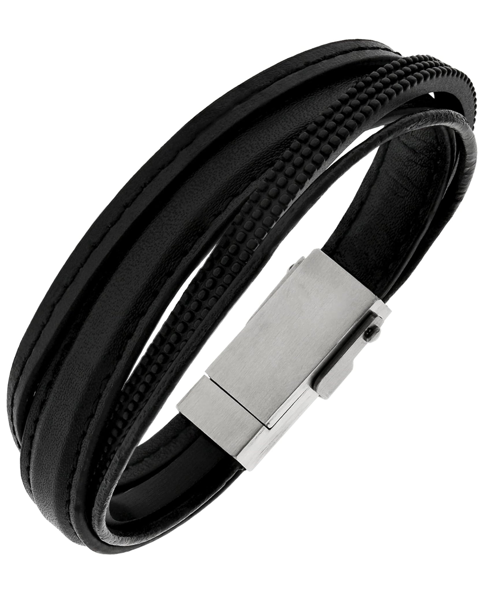 Black Enamel Men's Cable Bracelet | Royal Chain Group