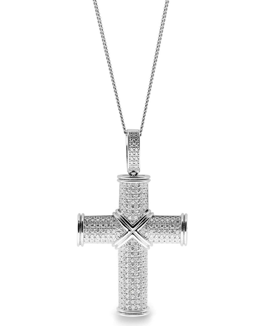 Sutton Sterling Silver Cubic Zirconia Cross Pendant Necklace
