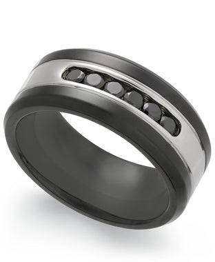 Men's Two-Tone Cubic Zirconia Ring