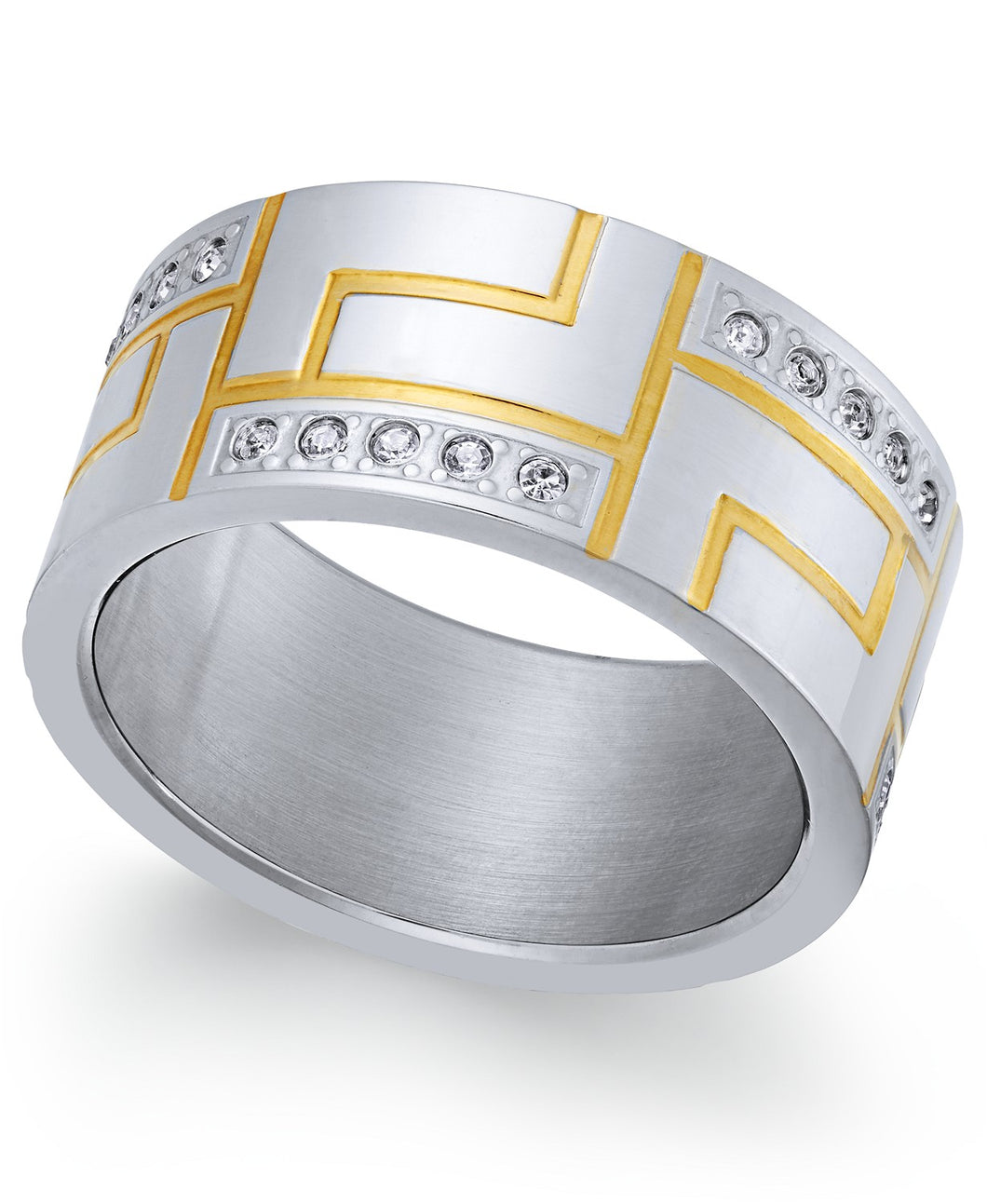 Men's Two-Tone Modern Cubic Zirconia Ring
