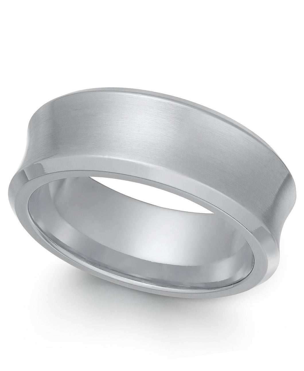 Stainless Steel Men's Matte Finish Concave Ring