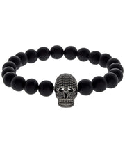 Load image into Gallery viewer, Sutton Sterling Silver Ruthenium Plated Skull Beaded Bracelet