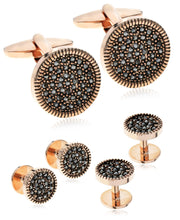 Load image into Gallery viewer, Sutton by Men&#39;s Rose Gold-Tone 3-Pc. Set Hematite Cubic Zirconia Cufflinks