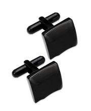 Load image into Gallery viewer, Black Ion-Plated Stainless Steel Sculpted Square Cuff Links