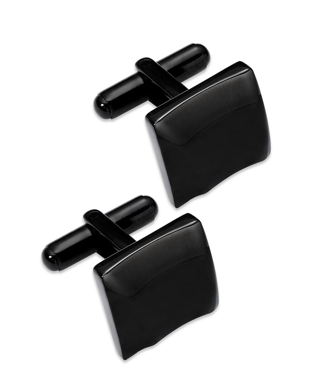 Black Ion-Plated Stainless Steel Sculpted Square Cuff Links