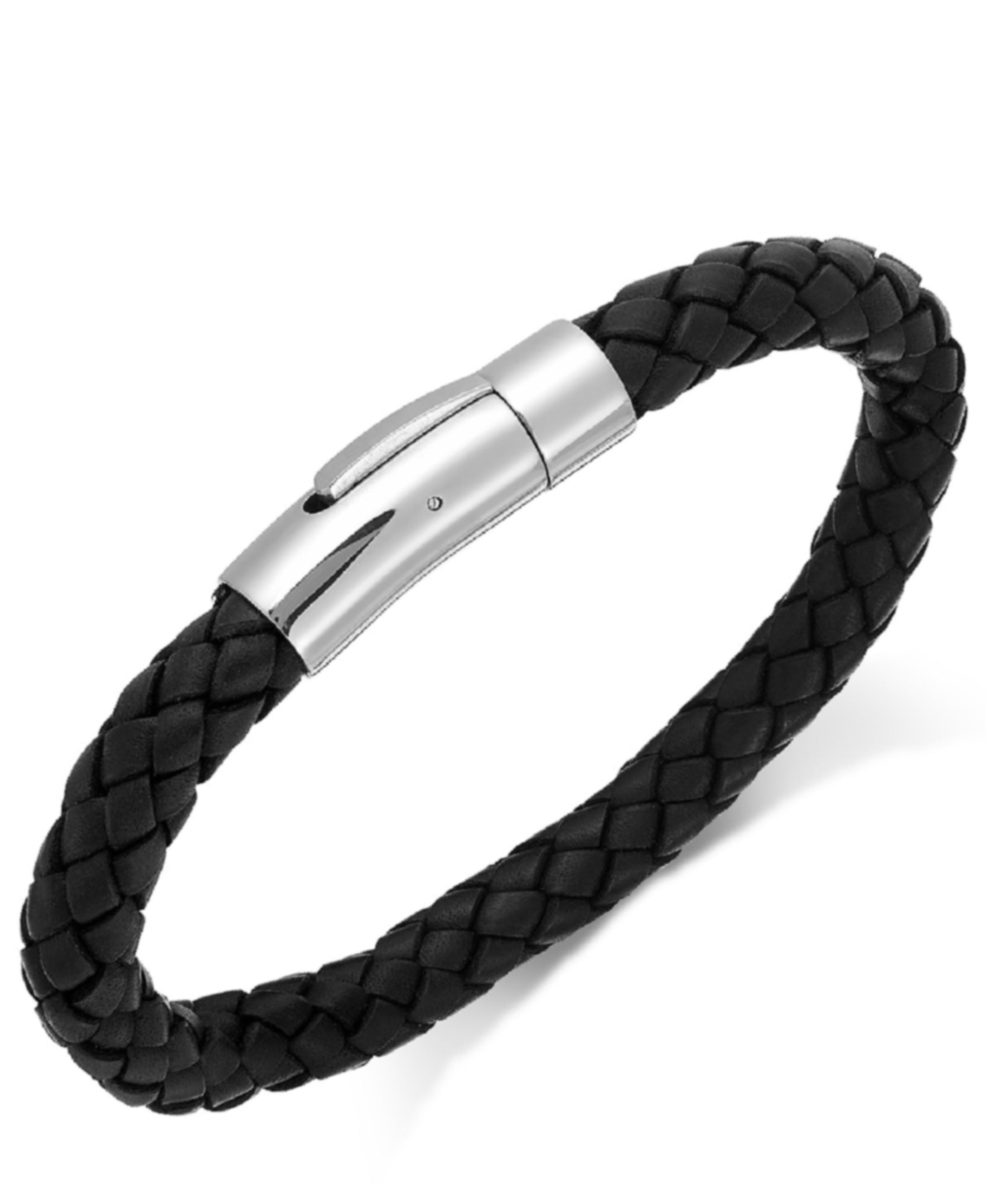 Men's Westport Black Double Braid Leather Bracelet - Size XL