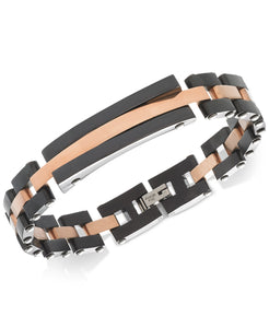 Men's Tri-Tone Stainless Steel Link Bracelet