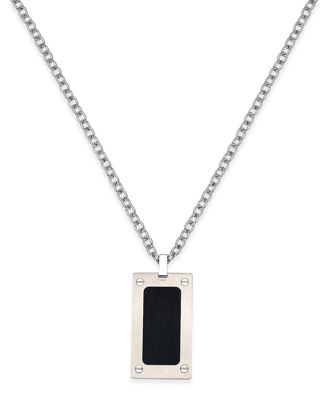 Men's Two-Tone Stainless Steel Dog Tag Pendant Necklace